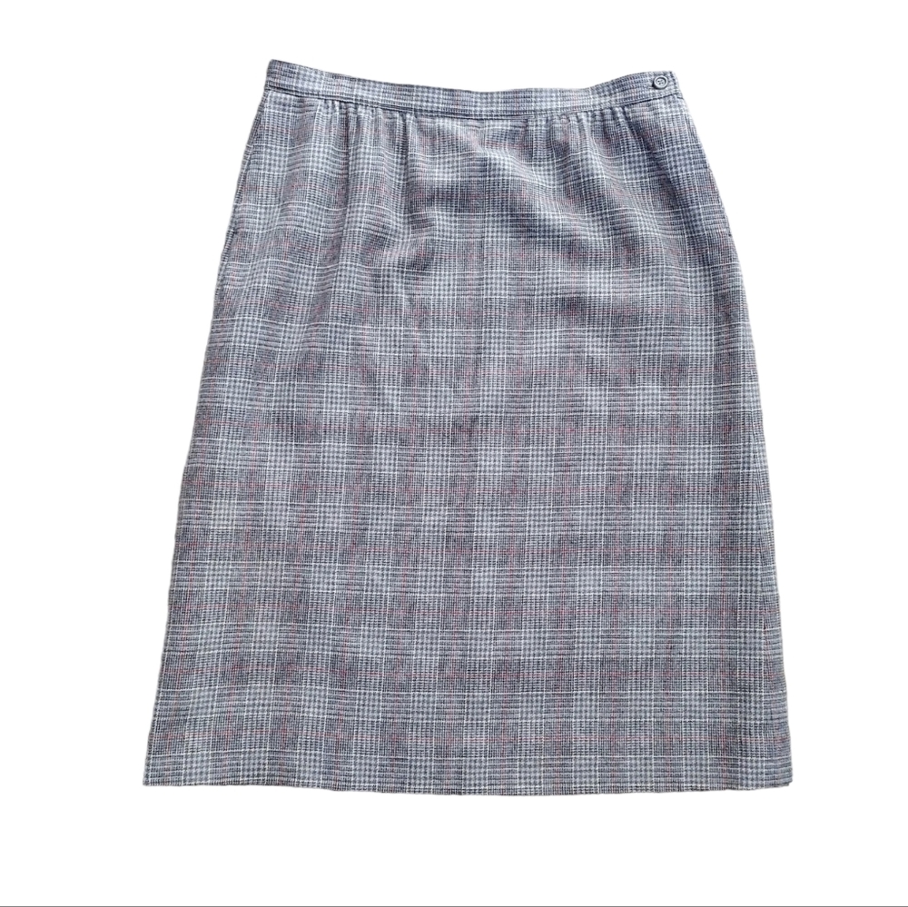 Vintage Pendleton Gray Plaid Wool Midi Skirt Sz 16